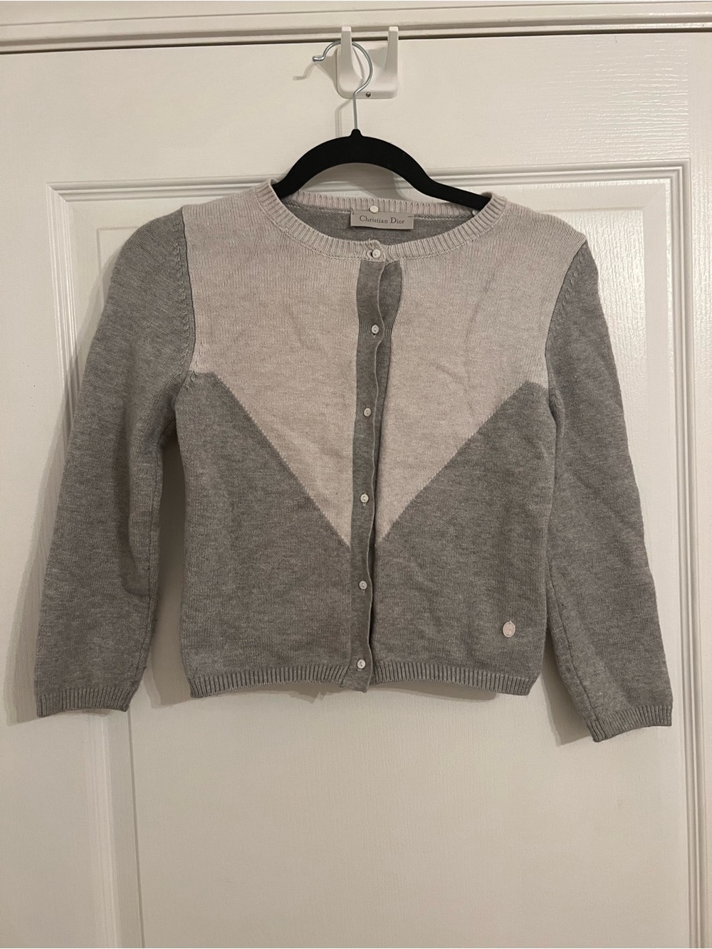 Dior Two-Tone Light Gray and Medium Gray Cashmere Blend Cardigan